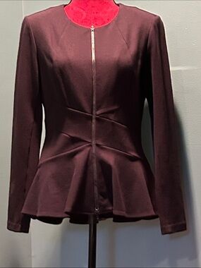 CAbi Black Peplum Zip Front Blazer Size Small